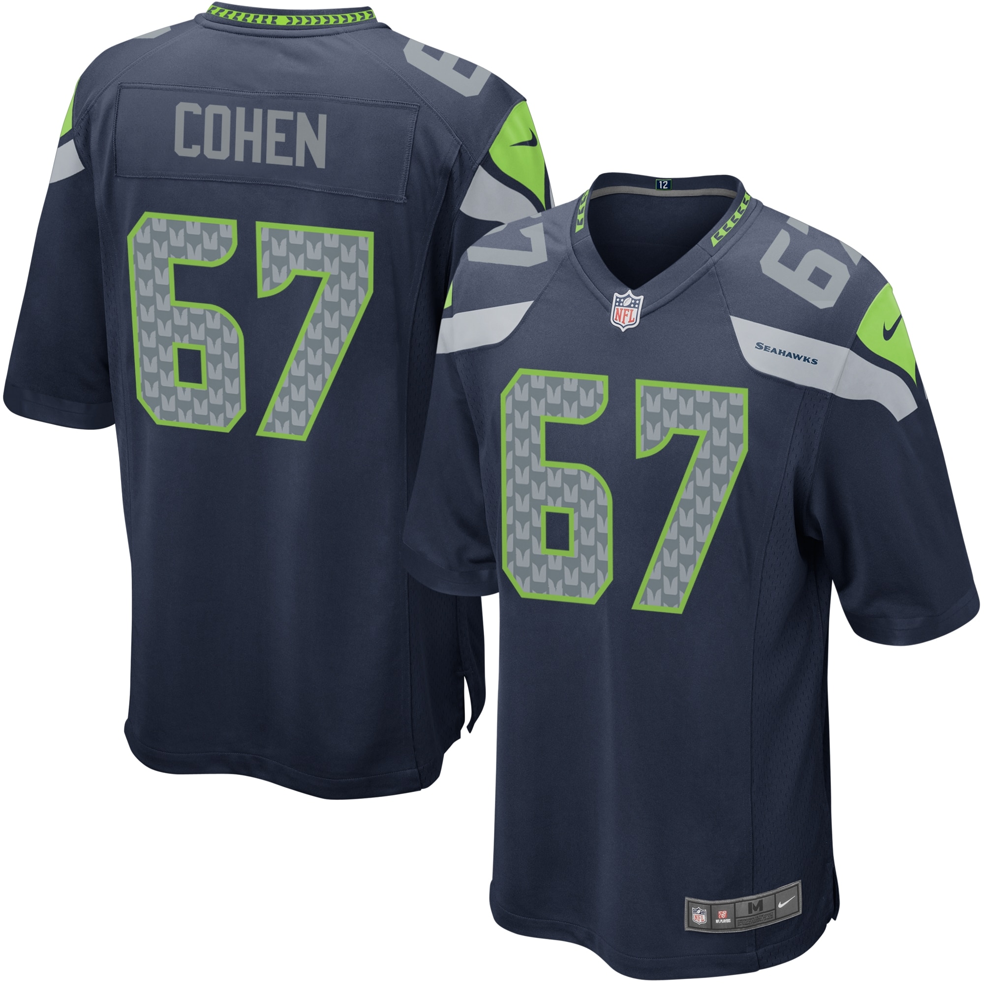 Youth Seattle Seahawks Landon Cohen Team Color Game Jersey