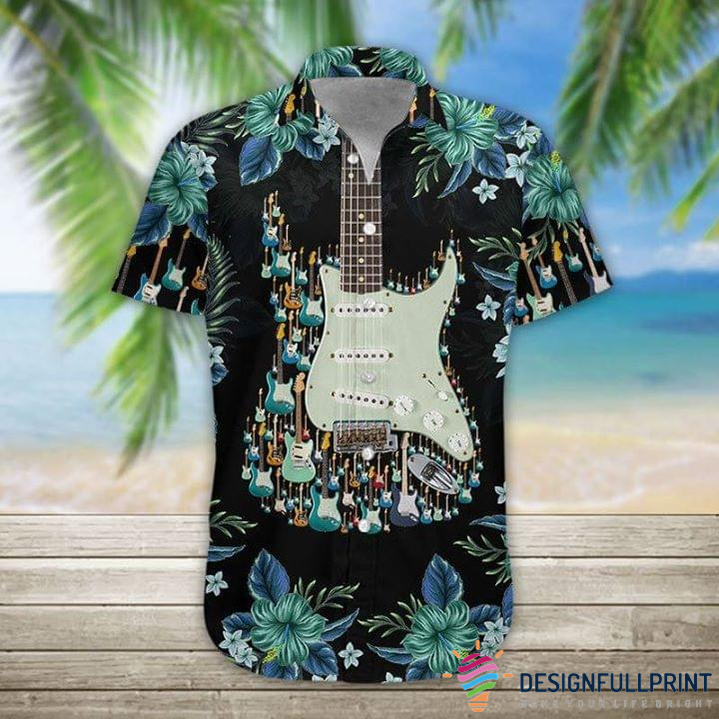 Tropical Electric Guitar Tropical Shirt Tropical Shirt Hawaiian Shirt For Men For Men Cm Cat Lover Gift