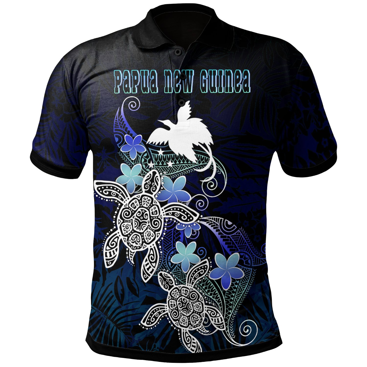 Papua New Guinea Polynesian Polo Shirt – Blue Turtle Couple – BN22
