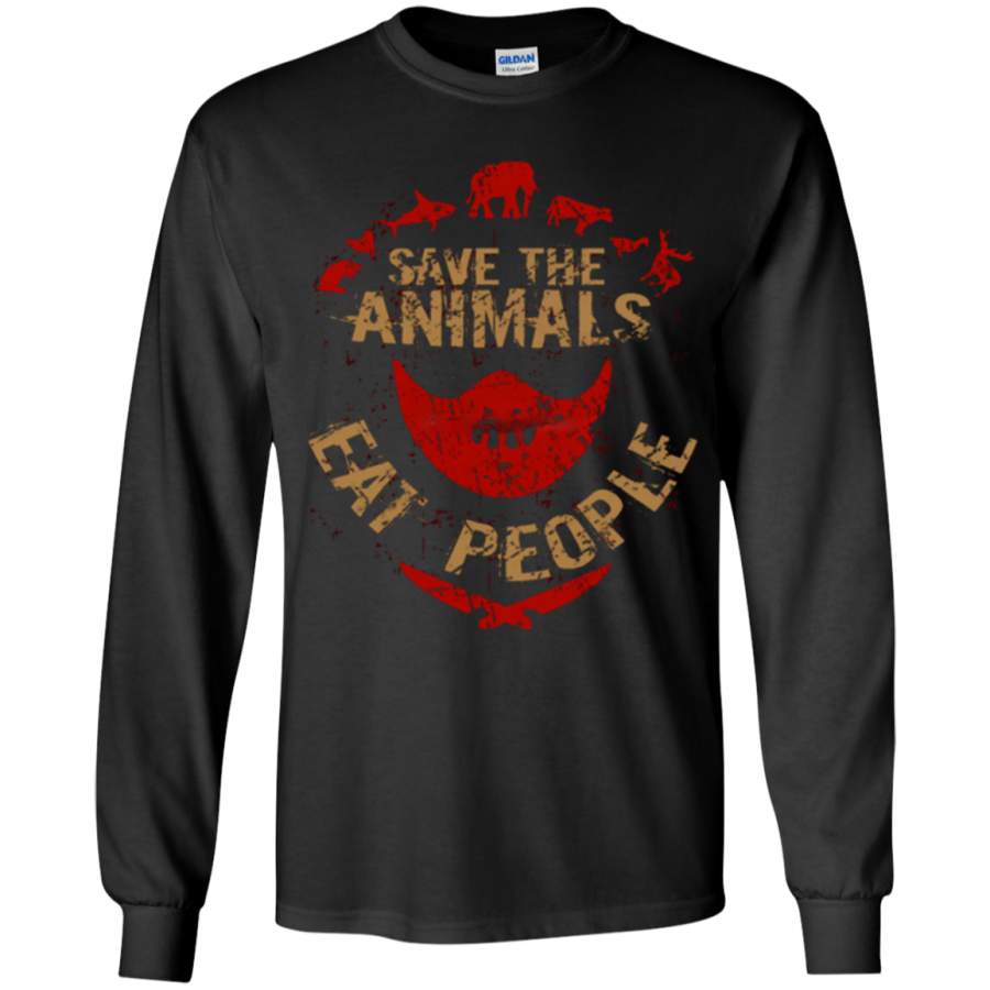 save the animals, EAT PEOPLE Youth LS T-Shirt