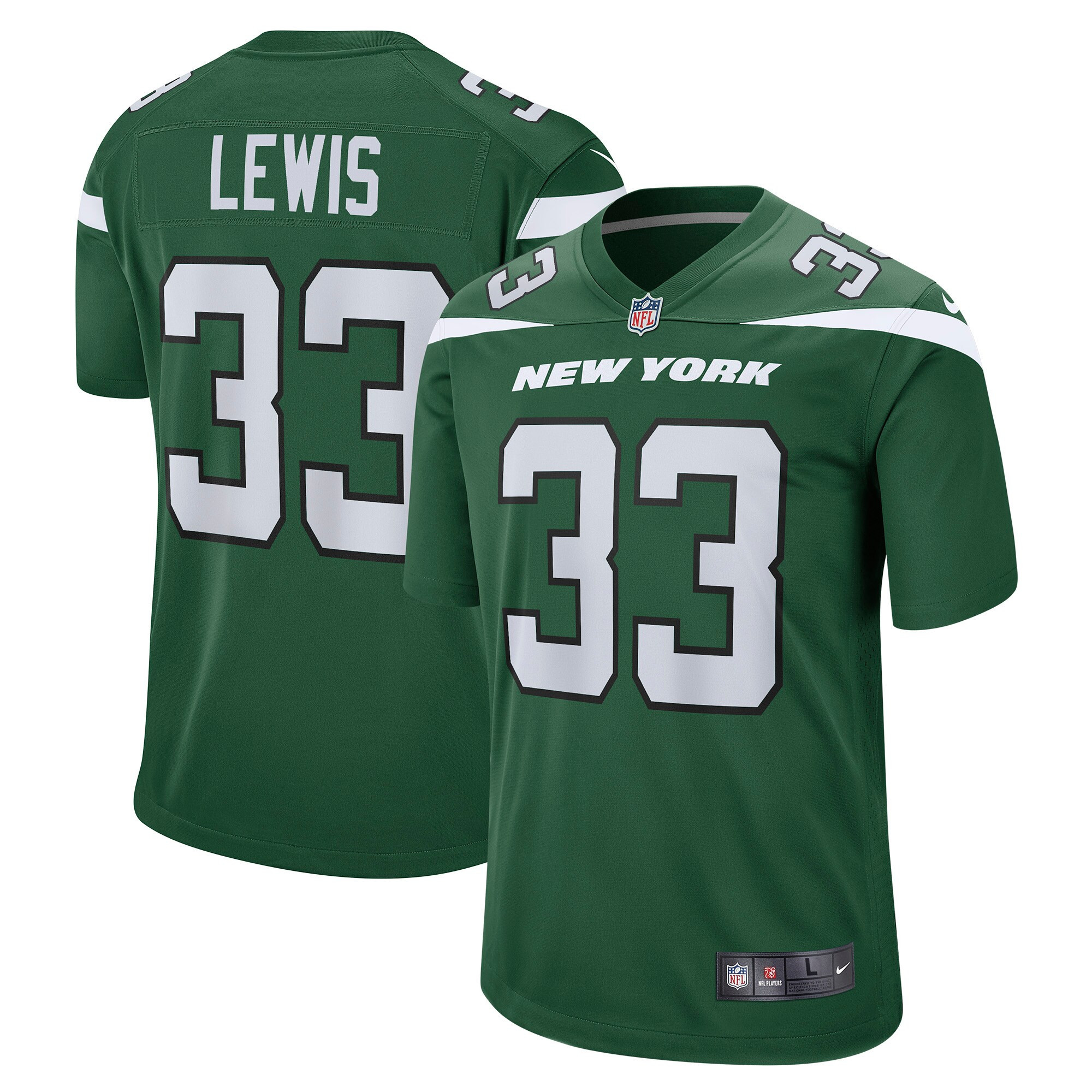 Zane Lewis New York Jets Game Jersey – Gotham Green NFL