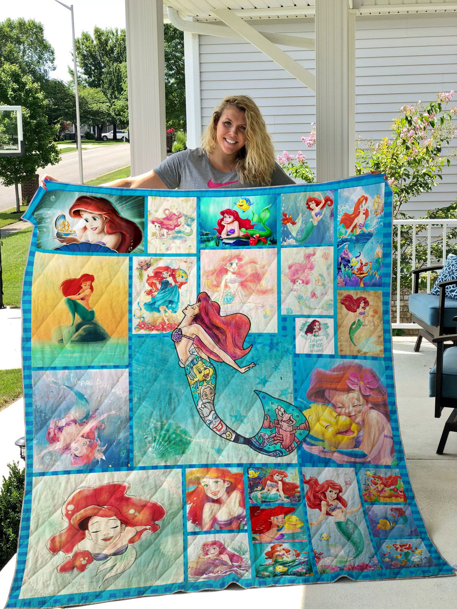 Ariel The Little Mermaid Dive Into The Ocean Quilt Blanket Great Customized Blanket Gifts For Birthday Christmas Thanksgiving