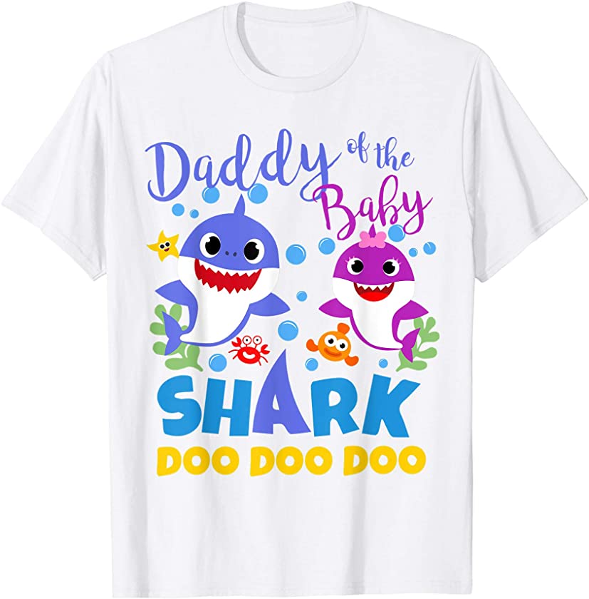 Daddy of the Baby Shark Girl Blue Purple Family Gift Doo Doo T-Shirt