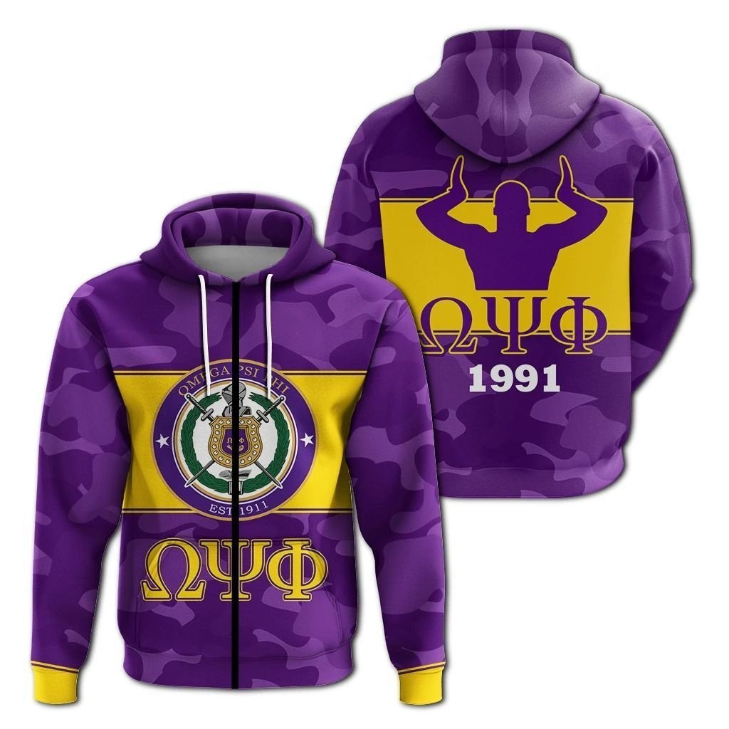 Fraternity Hoodie – Omega Psi Phi Camo Version Zip Hoodie