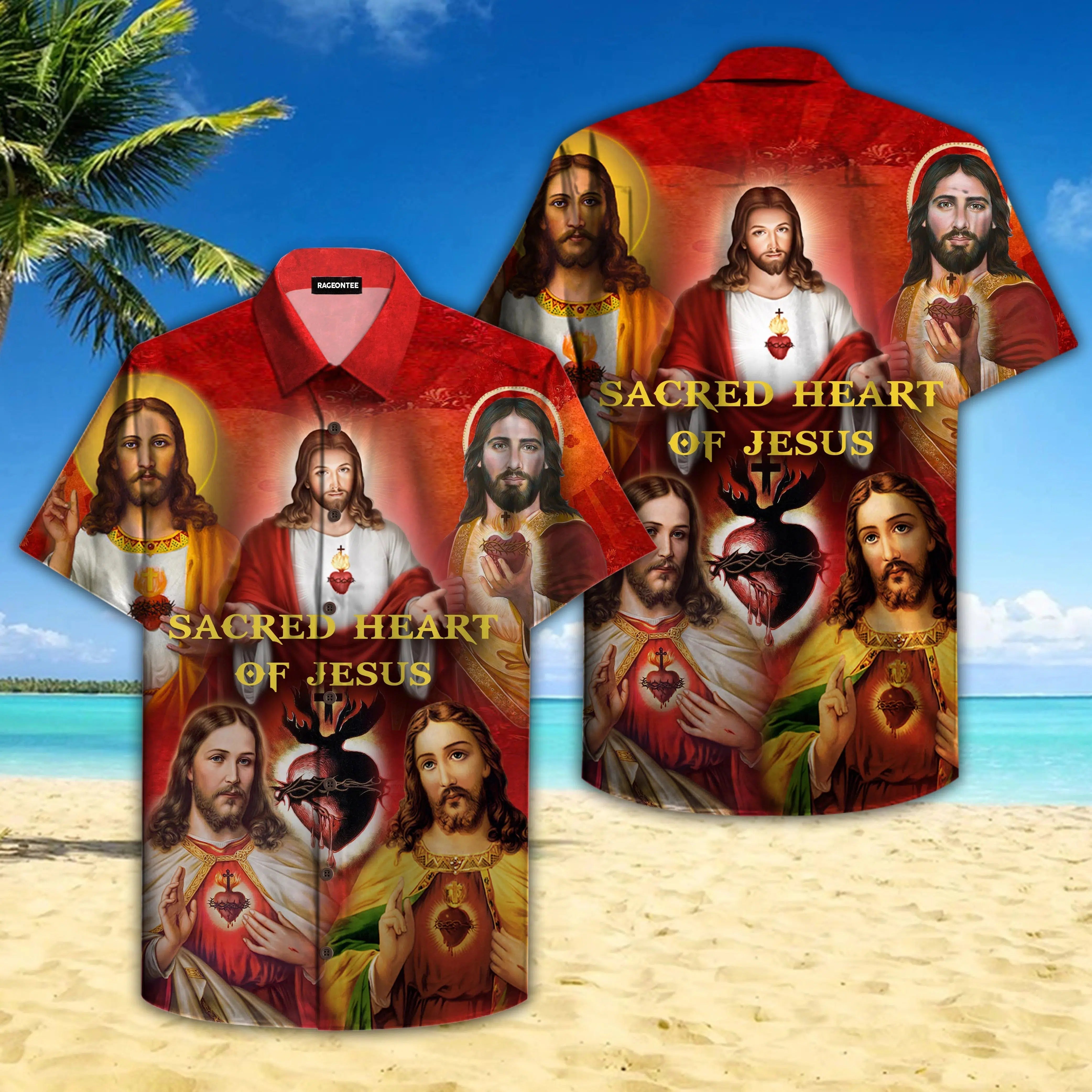 Sacred Heart Of Jesus Aloha Hawaii Shirts For Men Women Ha3428