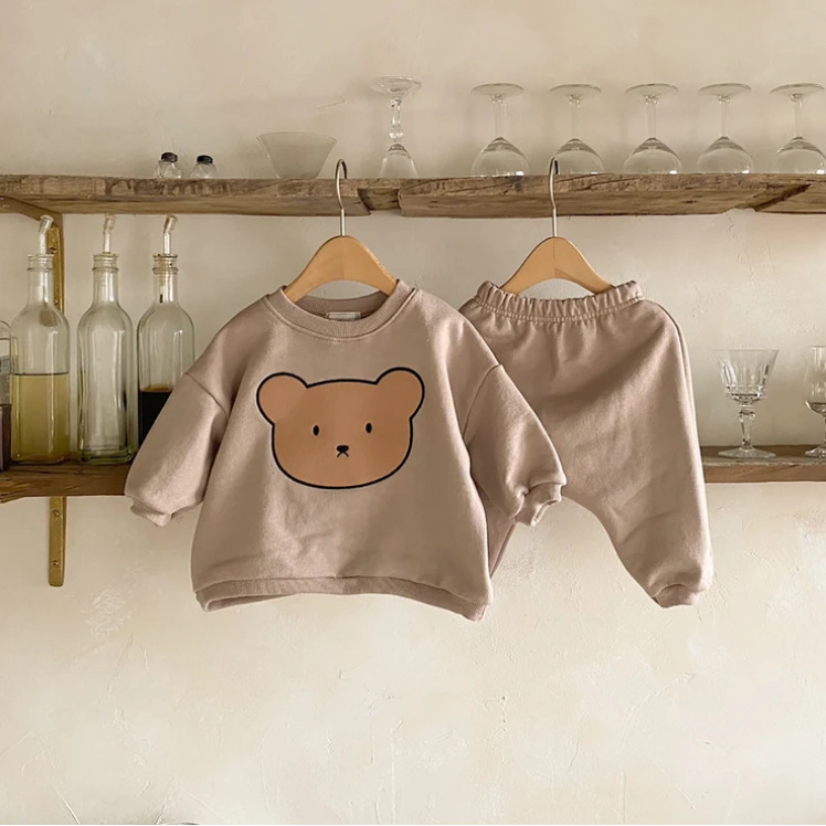 2pcs Baby Girl Clothes Set Infant Kids Cartoon Little Bear Print Tops and Pants Suit Toddler Boy Sweatshirt and Trousers Spring alx