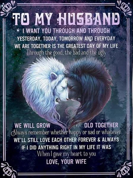 To My Husband We Will Grow Old Together Black White Lions Fleece Blanket Gift For Husband From Wife Home Decor Bedding Couch Sofa Soft And Comfy Cozy