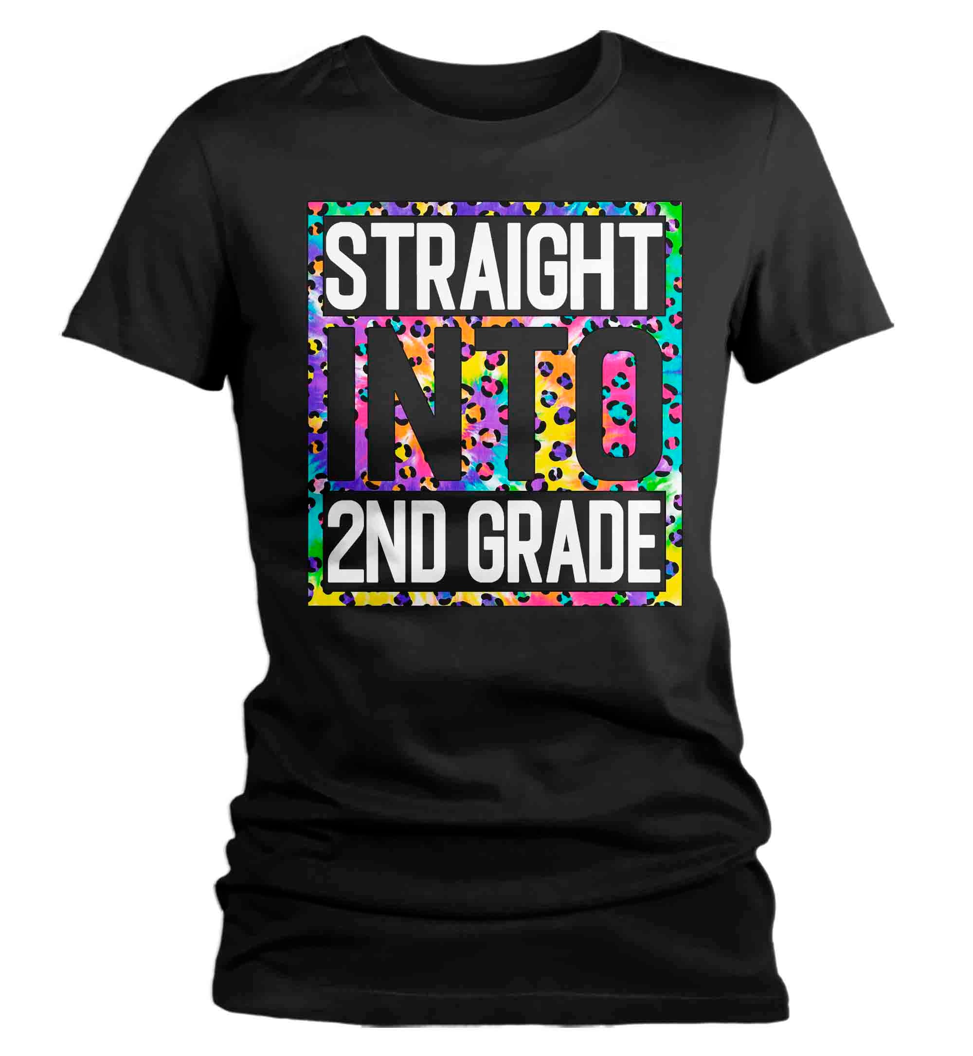 Women’S Second Grade Teacher Shirt Colorful Leopard Straight Into 2Nd Grade T Shirt Cute Back To School Shirt Teacher Gift Tshirts