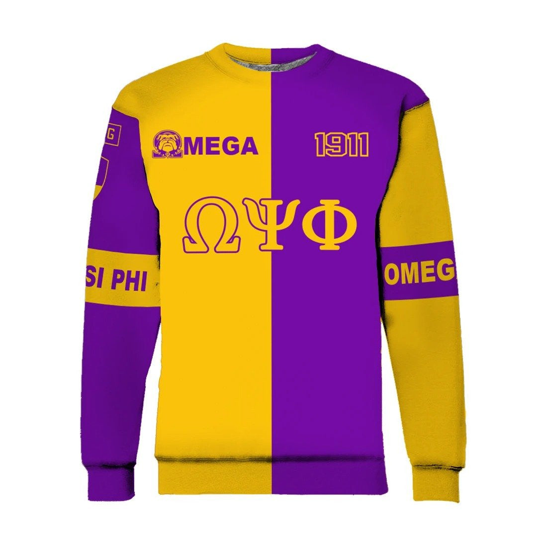 Fraternity Sweatshirt – Omega Psi Phi Half Color Crewneck Sweatshirt