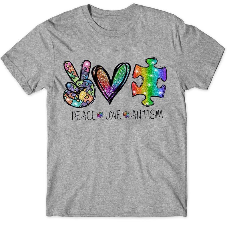 Peace Love Autism Piece Autism Awareness T Shirt Standard/Premium T-Shirt Hoodie