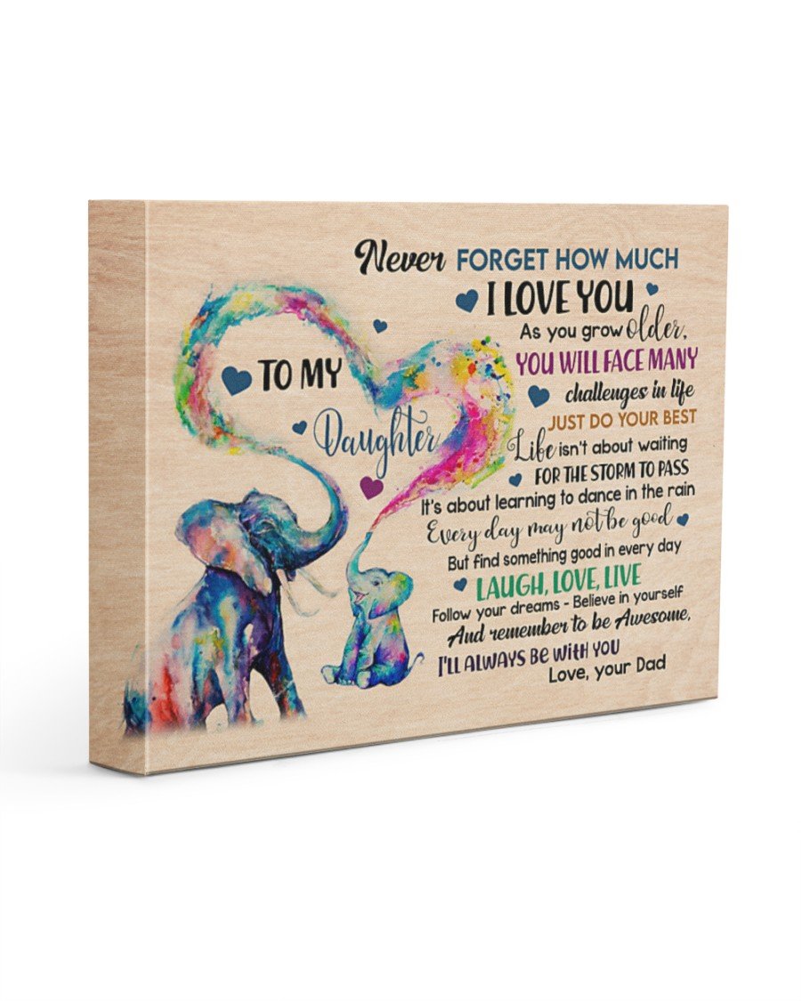 Color Elephant To My Daughter Believe In Yourself Landscape Poster & Canvas Gift For Daughter From Dad Home Decor Wall Art Visual Art