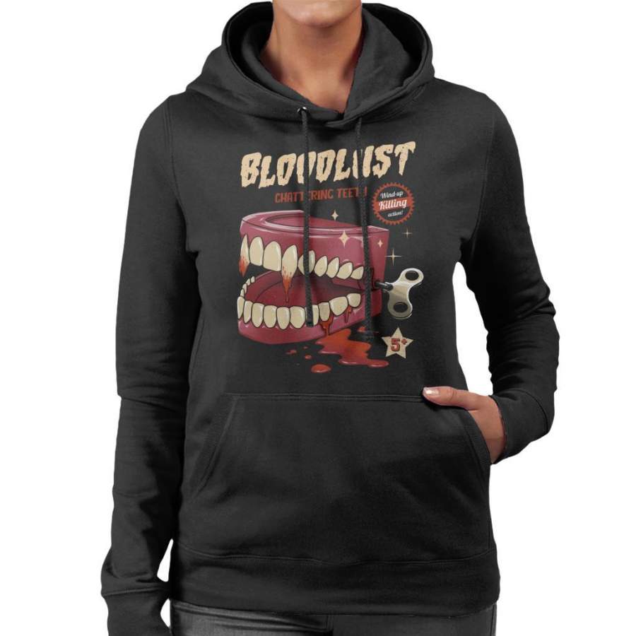 Wind Up Killer Teeth Halloween Women’s Hooded Sweatshirt