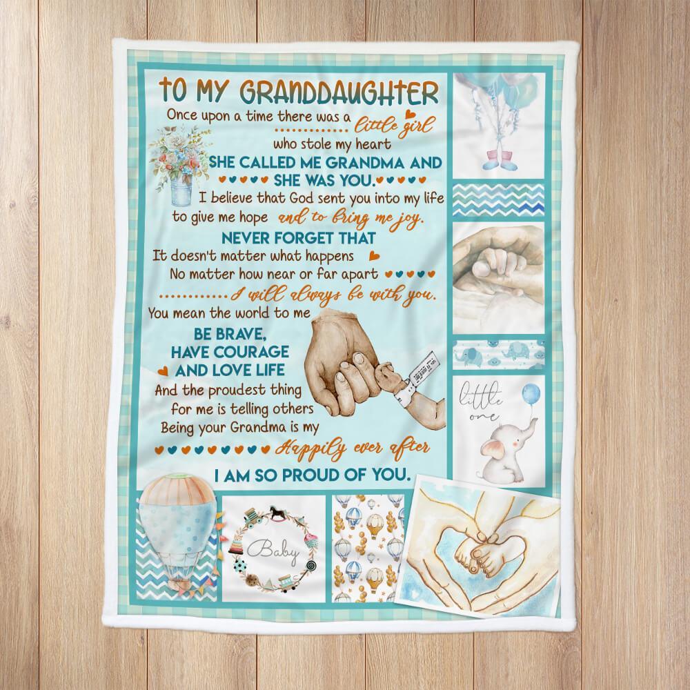 To My Granddaughter Being Your Grandma Is My Happily Ever After Baby Blanket Friend Birthday Gift Family Gift Home Decor Bedding Couch Sofa Soft And Comfy Cozy