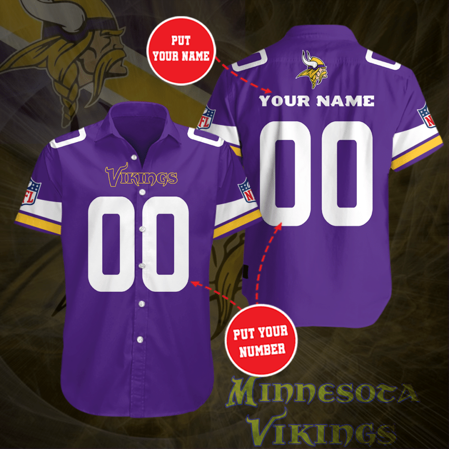 Personalized Minnesota Vikings Football Team All Over Print 3D Hawaiian Shirt-Purple