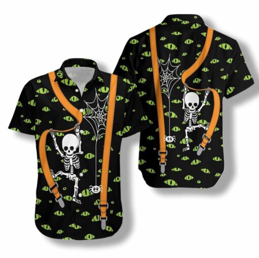 Halloween Skeleton And Monster Eyes Hawaiian Shirt, Gift For Halloween Day, Halloween Shirt