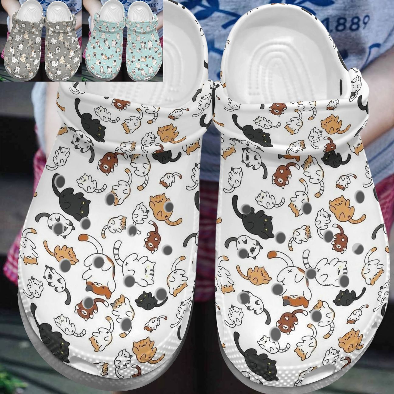 Cat Personalize Clog, Custom Name, Text, Fashion Style For Women, Men, Kid, Print 3D Whitesole Lovely Cats