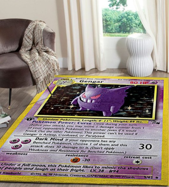Pokemon Present Gift For Pokemon Lover Gengar Pokemon 25Th Anniversary Pokemon Card Grading Rectangular Rug Hg