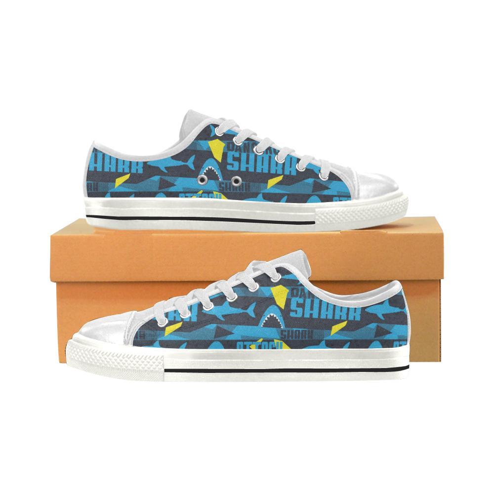 Shark Dangerous Kid’S Low Top Canvas Shoes White