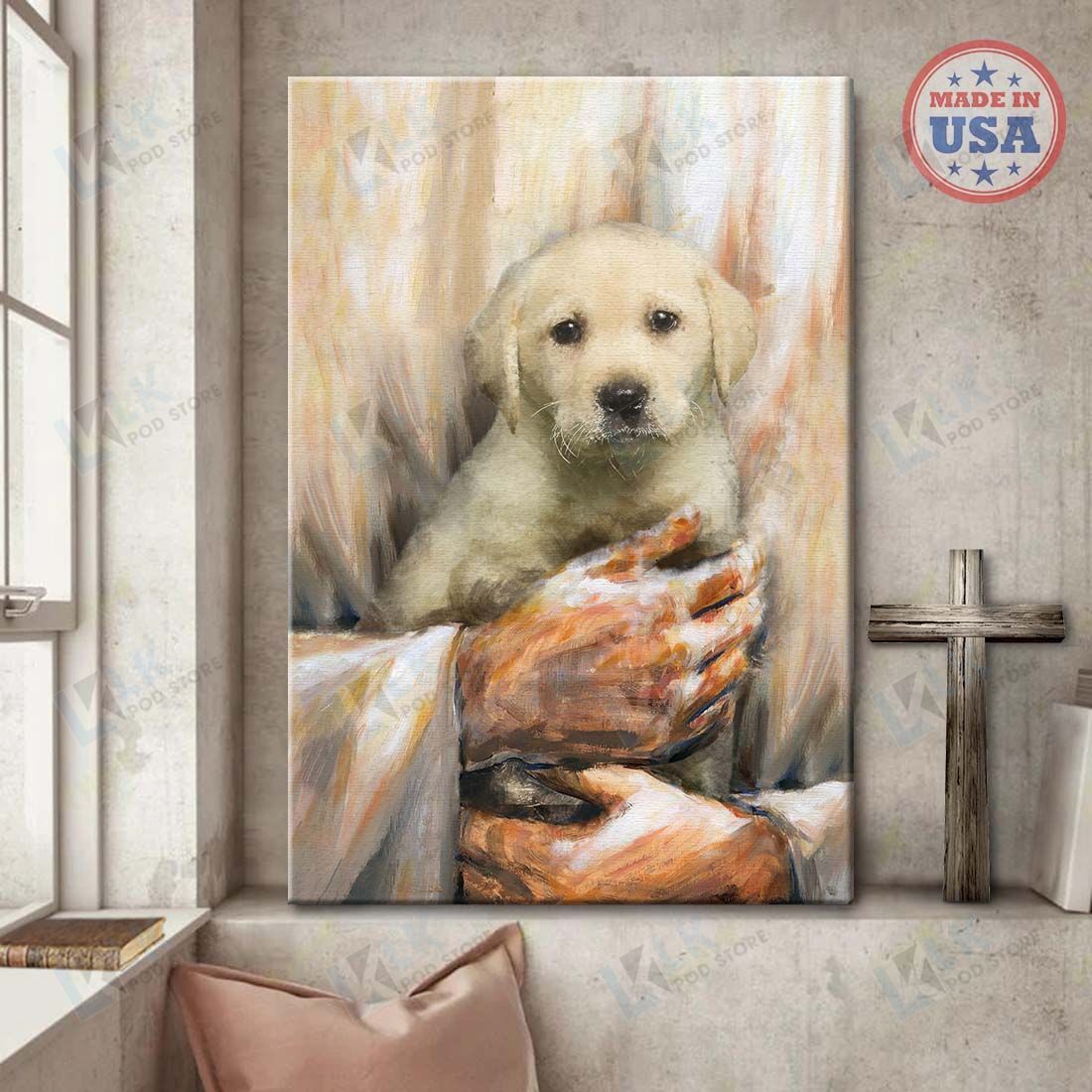 YELLOW LABRADOR – CANVAS The Lord Hold Me [ID3-T] | Framed, Best Gift, Pet Lover, Housewarming, Wall Art Print, Home Decor