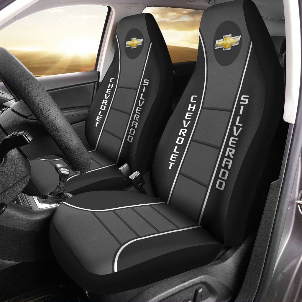 Chevrolet Silverado  Car Seat Cover (Set Of 2) Ver 1 (Black)