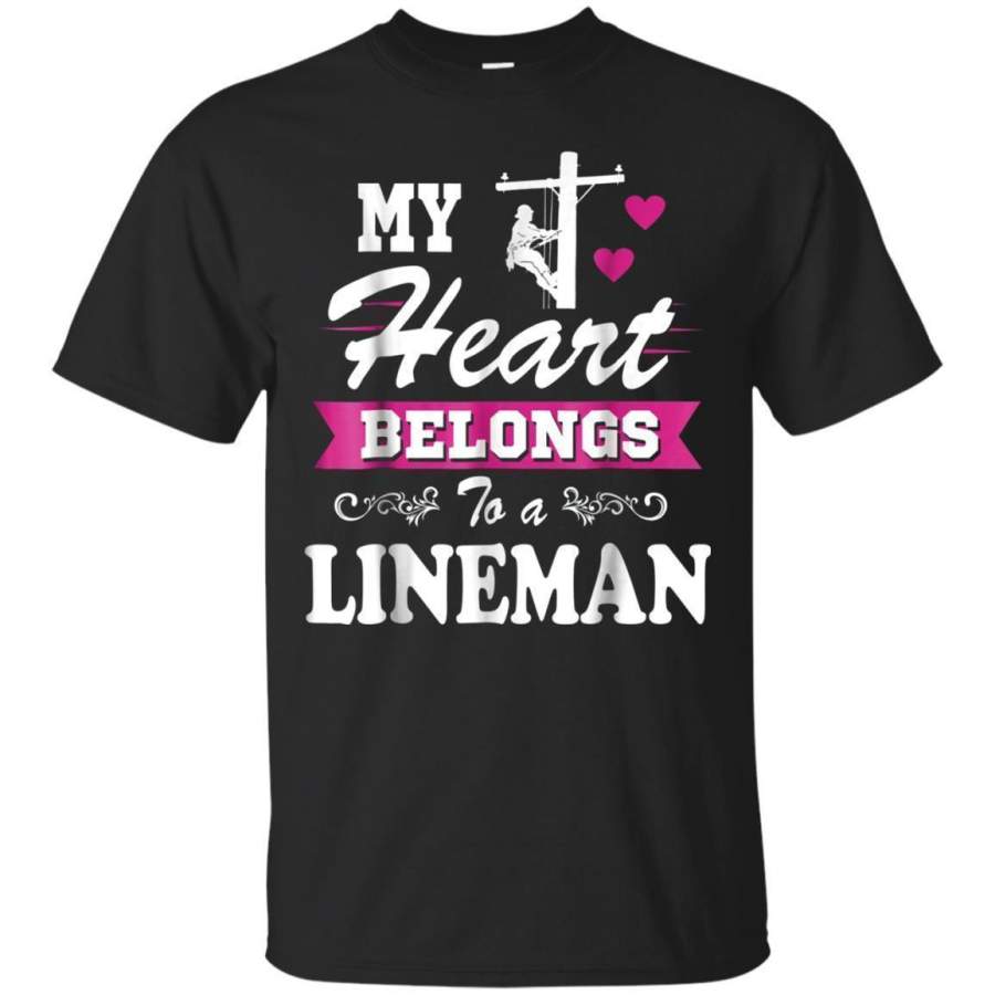 AGR My Heart Belongs To A Lineman Tshirt Wife Girlfriend Or Mom Jaq T-shirt