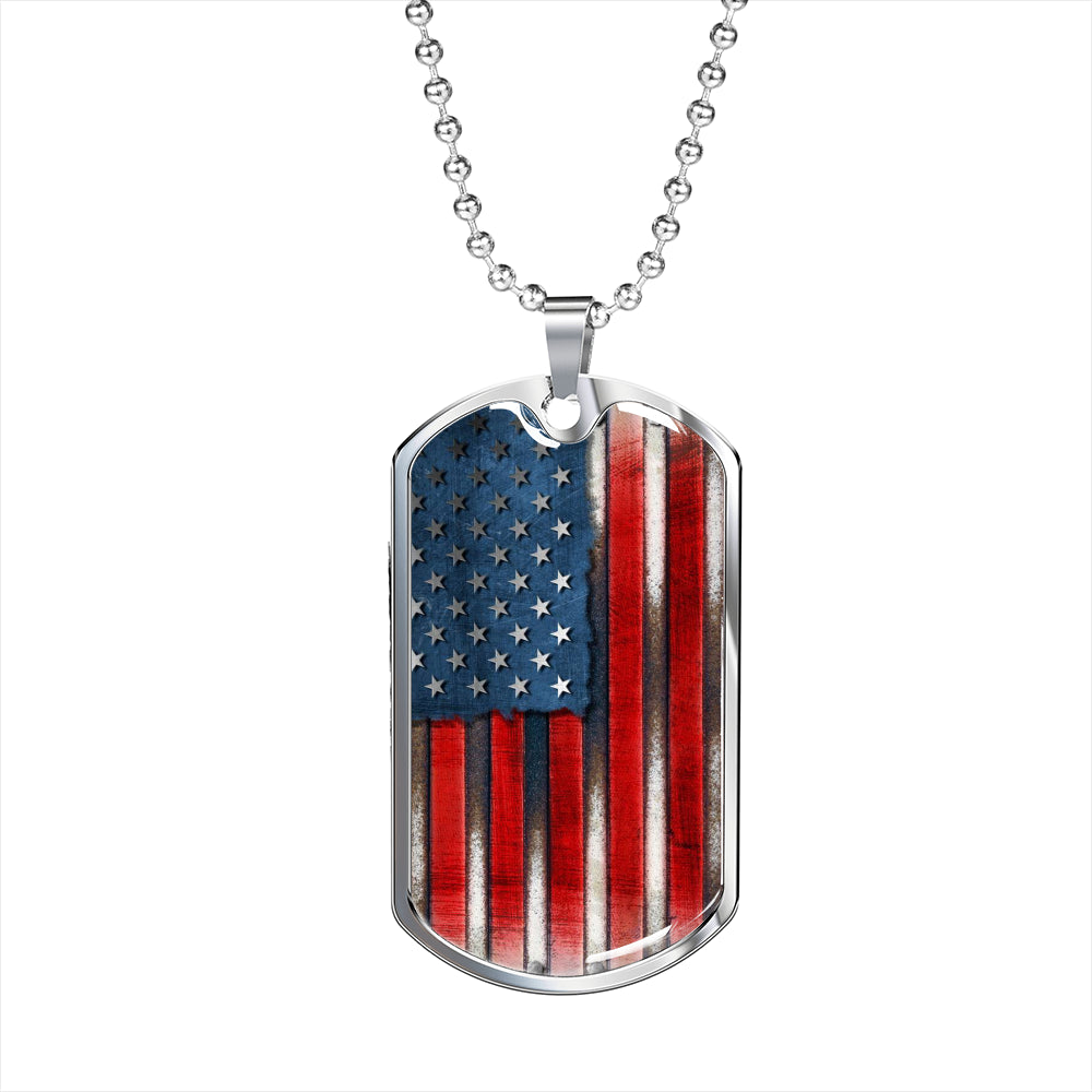 Vintage American Flag Dog Tag Necklace For Men, Personalized Patriotic Men Gifts D02 So – Iphw1199