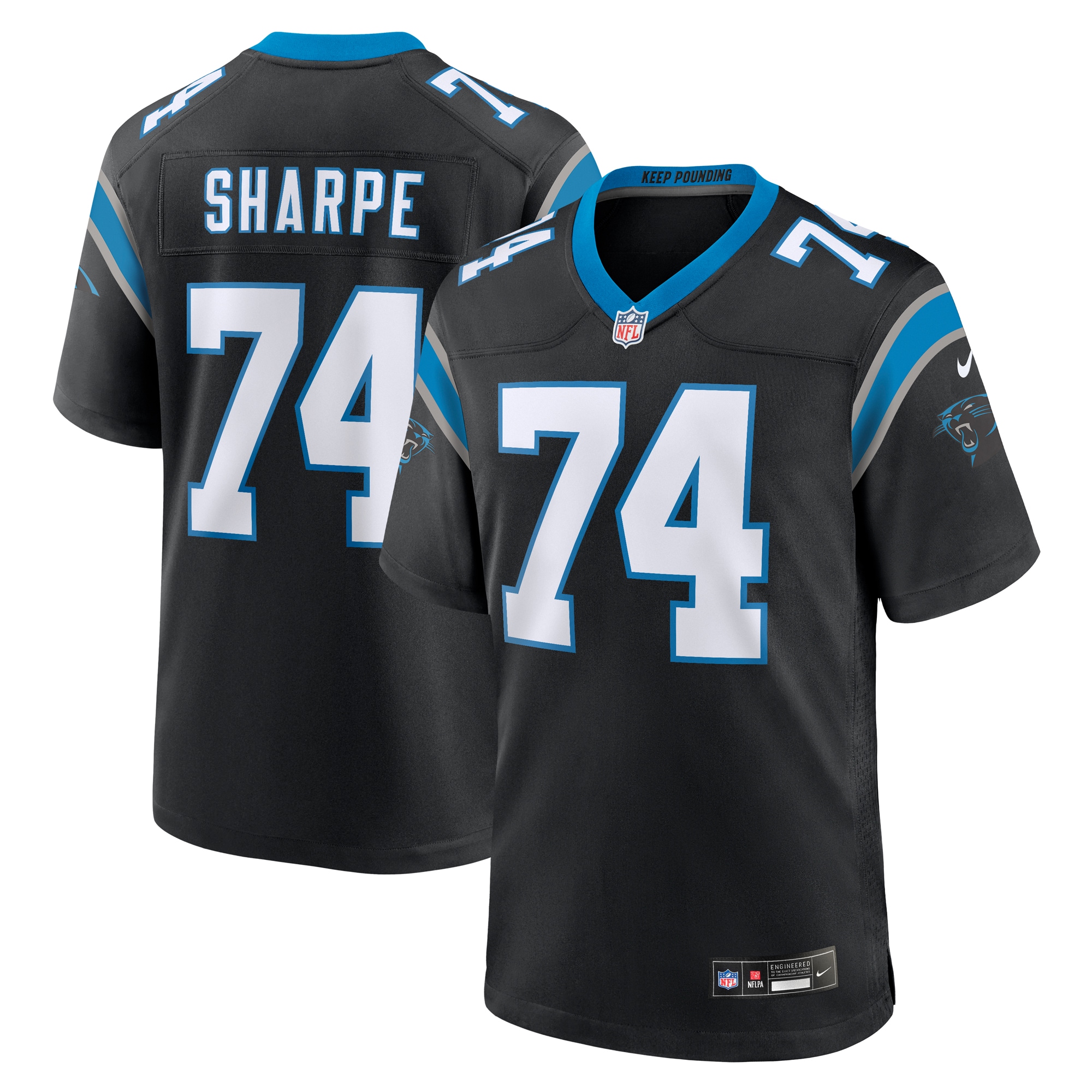 Men’s Carolina Panthers David Sharpe  Black Team Game Jersey