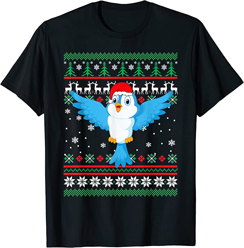 Bird Santa Hat Funny UGLY Christmas Pajama Holiday Xmas T-Shirt