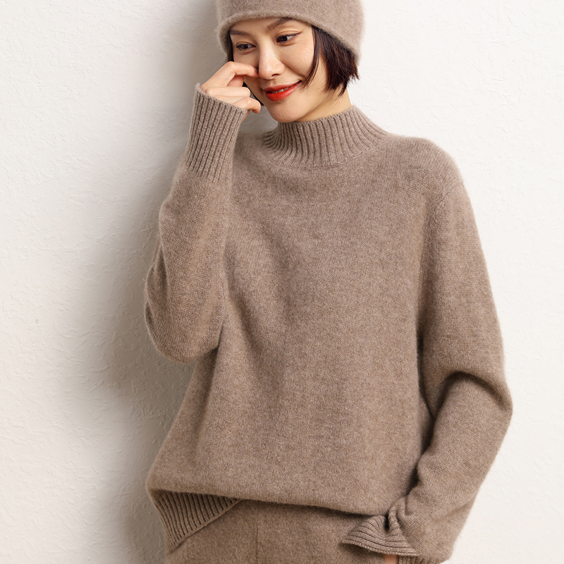 2022 Autumn Winter 100% Pure Cashmere Knit Pullover Women’s High Quality Thicken Long Sleeve Sweater Female Loose Large Size Top alx