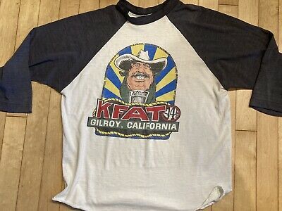 Vintage Kfat Fm 94 1/2 Gilory California Raglan Tee T-shirt Sz M Usa 70s 80s 3620