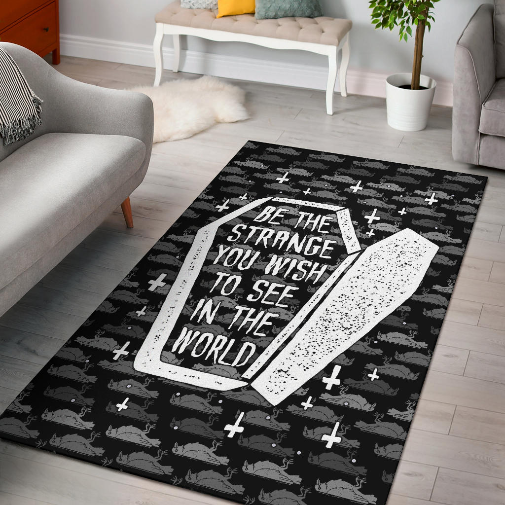 Halloween Area Rug | Be The Strange You Wish In The World Dracula Coffin Halloween Rugs Home Decor