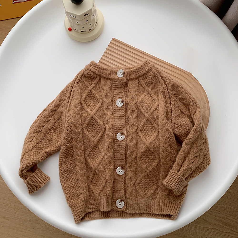 1-8Years Kids Warm Sweaters Korean Style Loose Single-Breasted Coats Girls Boys Knitted Sweater Cardigan Children Clothes alx