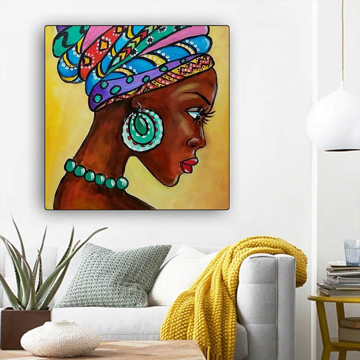 African American Canvas Art Cute African American Woman Modern Black Art Afrocentric Home Decor BPS29436