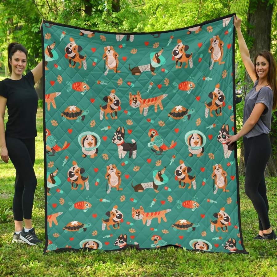 Veterianary Animal Pattern Print Quilt