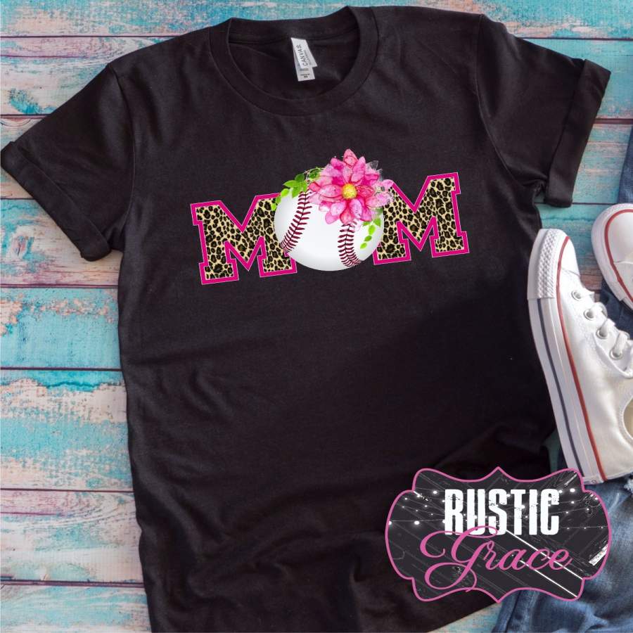 Baseball Mom Leopard Tshirt