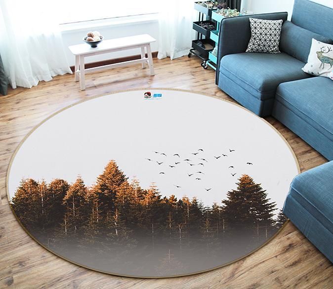 3D Bird Woods 240 Round Rug – Round Carpet Home Decor