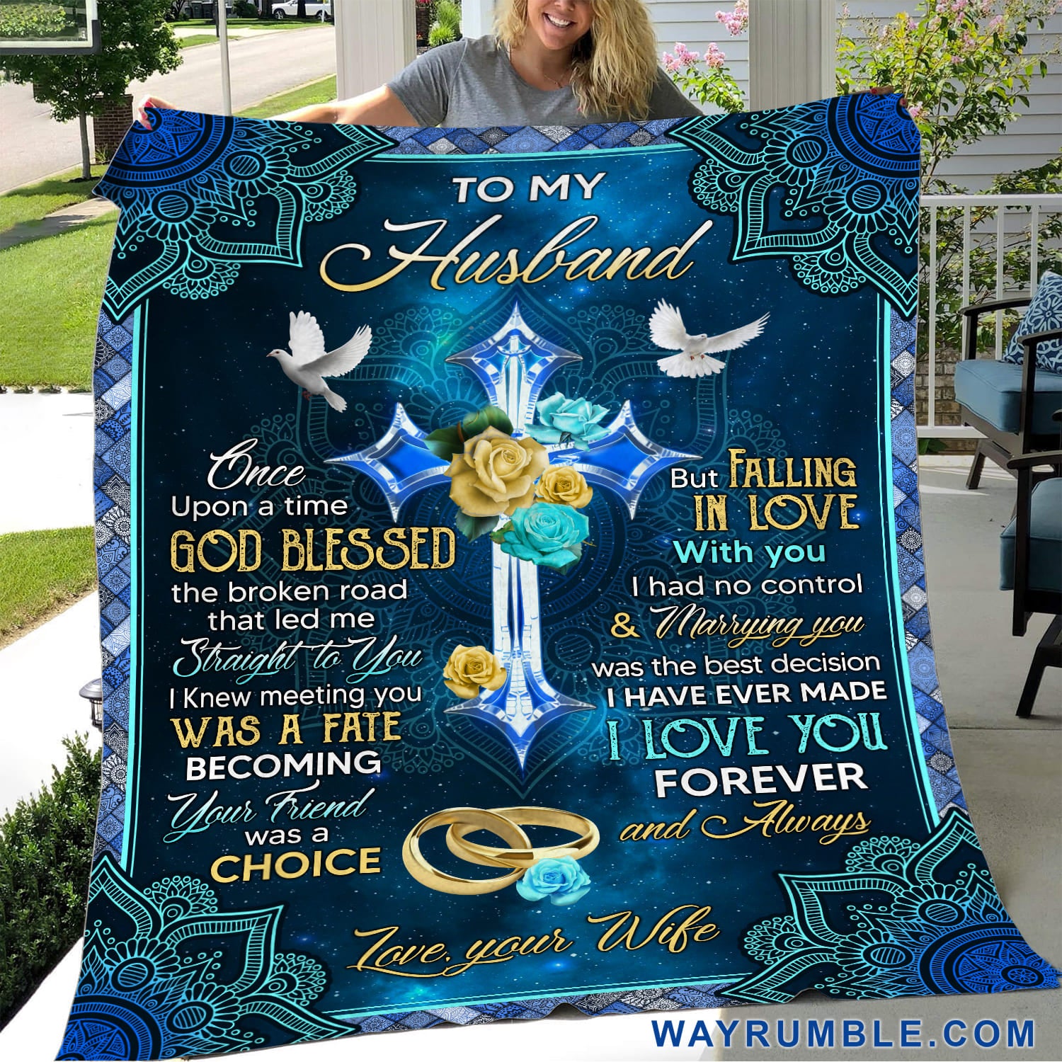 To My Husband – Flower And Dove – I Knew Meeting You Was A Fate – Blanket