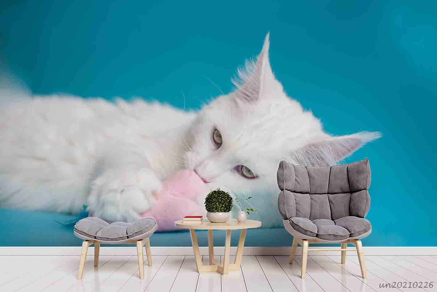 3D White Animal Cute Cat Wall Mural Wallpaper Lqh 58