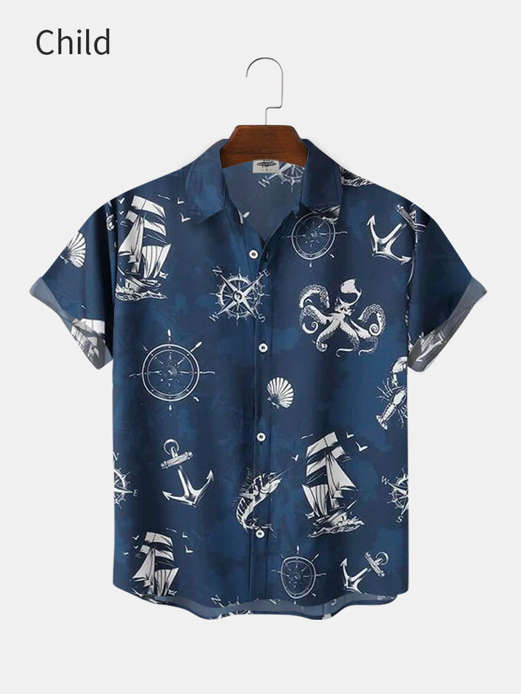 Sailboat & Octopus Print Family Shirt