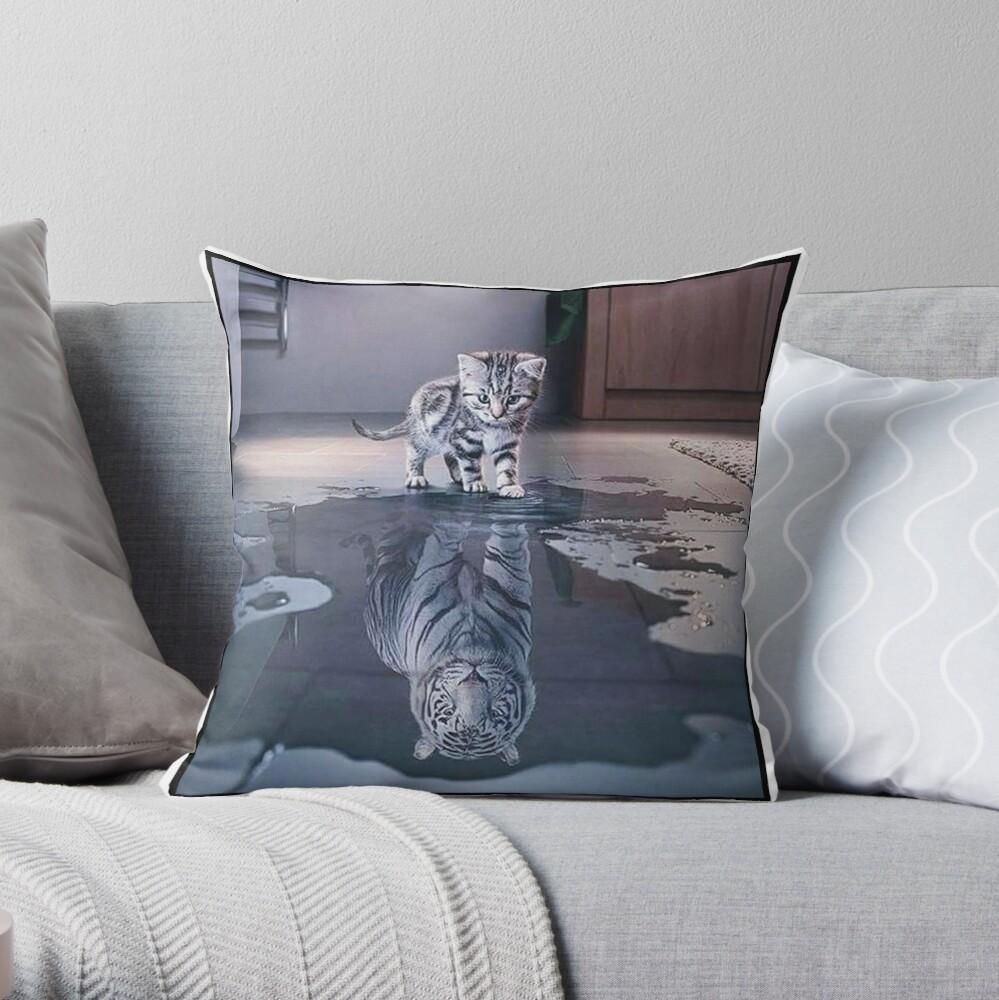 Cat Wants To Be A Tiger ! Throw Pillow