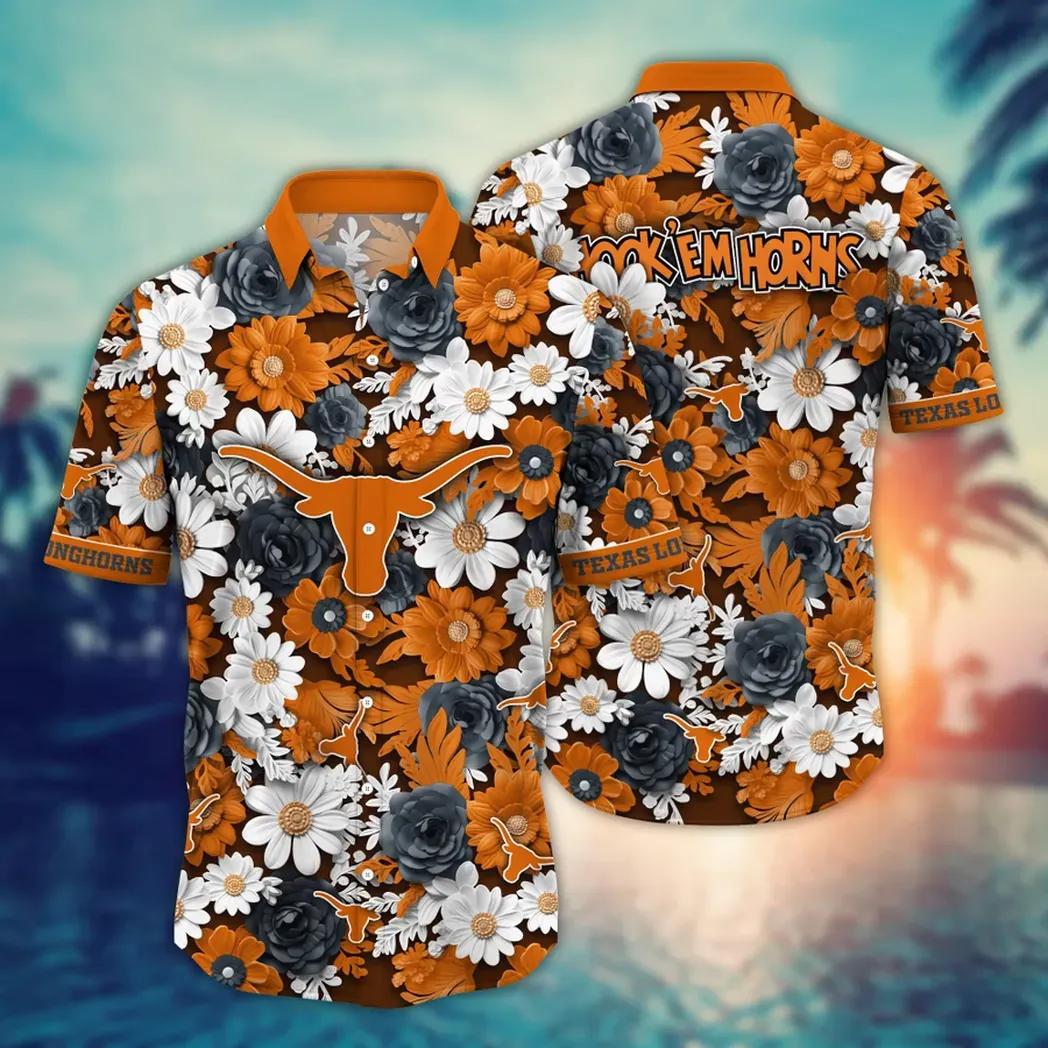 Texas Longhorns Ncaa Flower Aloha Hawaiian Shirt 9, Ncaa Hawaiian Shirt