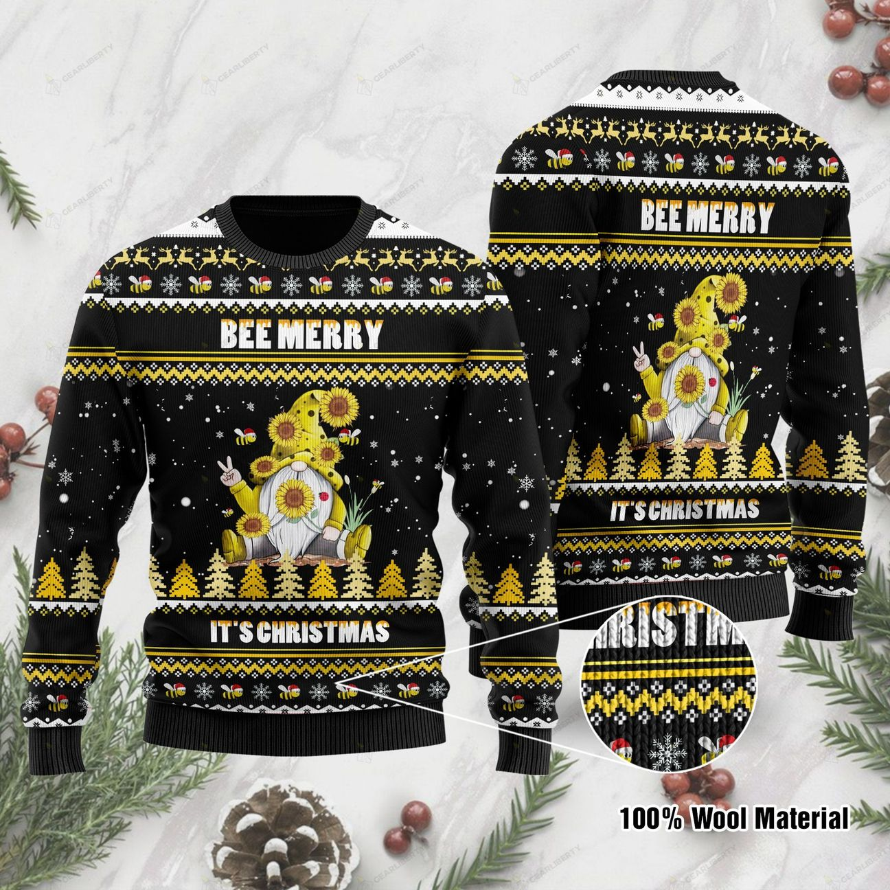 Bee Merry It’S Christmas Ugly Christmas Sweater | Unisex | Adult | Us1255