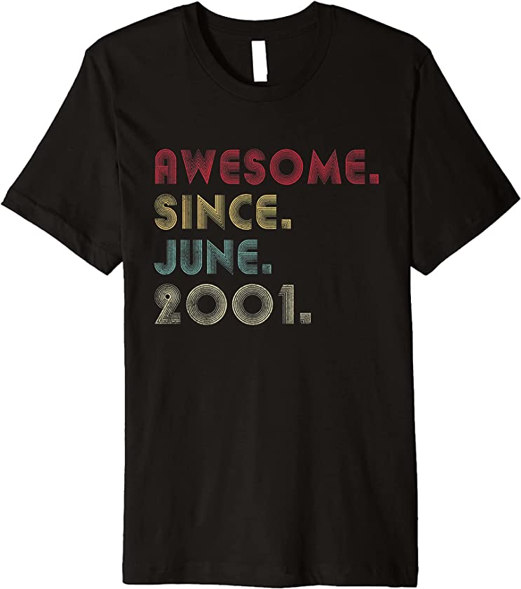 Vintage June 2001 Retro 20 Years Old 20th Birthday Gifts Premium T-Shirt