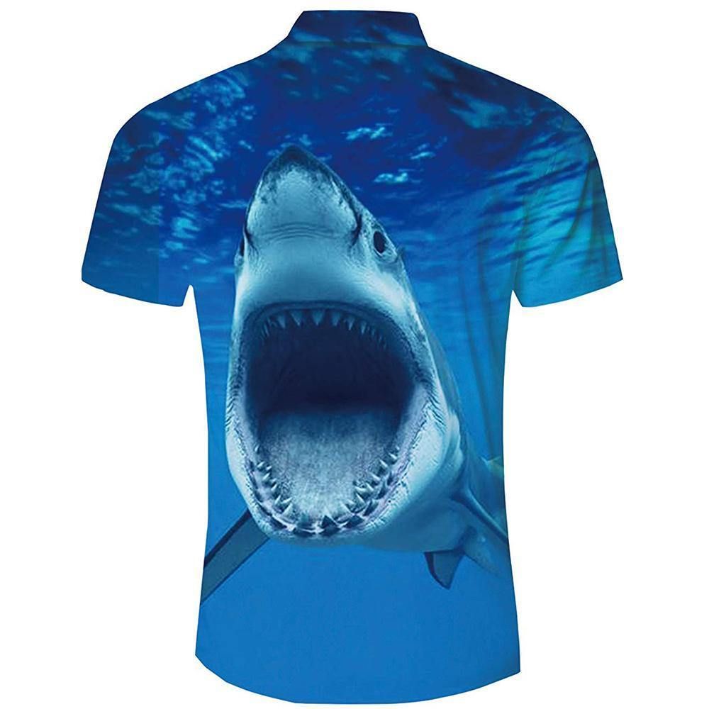 Check out this awesome MenS Tropical Beach Hawaiian Shirt Ocean Shark Print