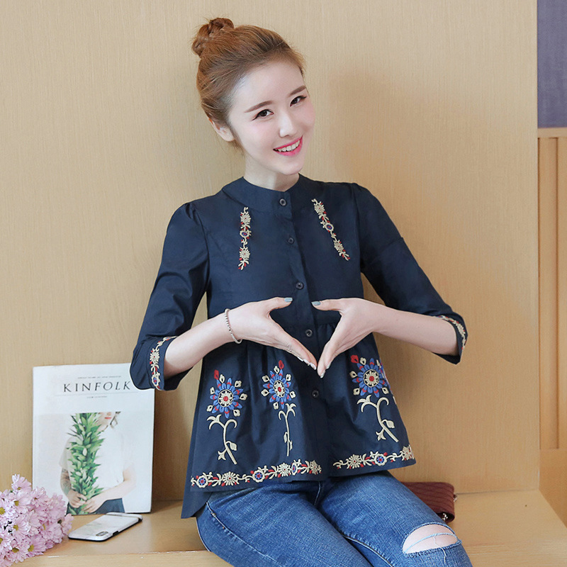 Summer Blouses 2022 Floral Embroidered Shirts Blusa Tassel Three Quarter Sleeve Loose Split Hem Ethnic Women Tops alx