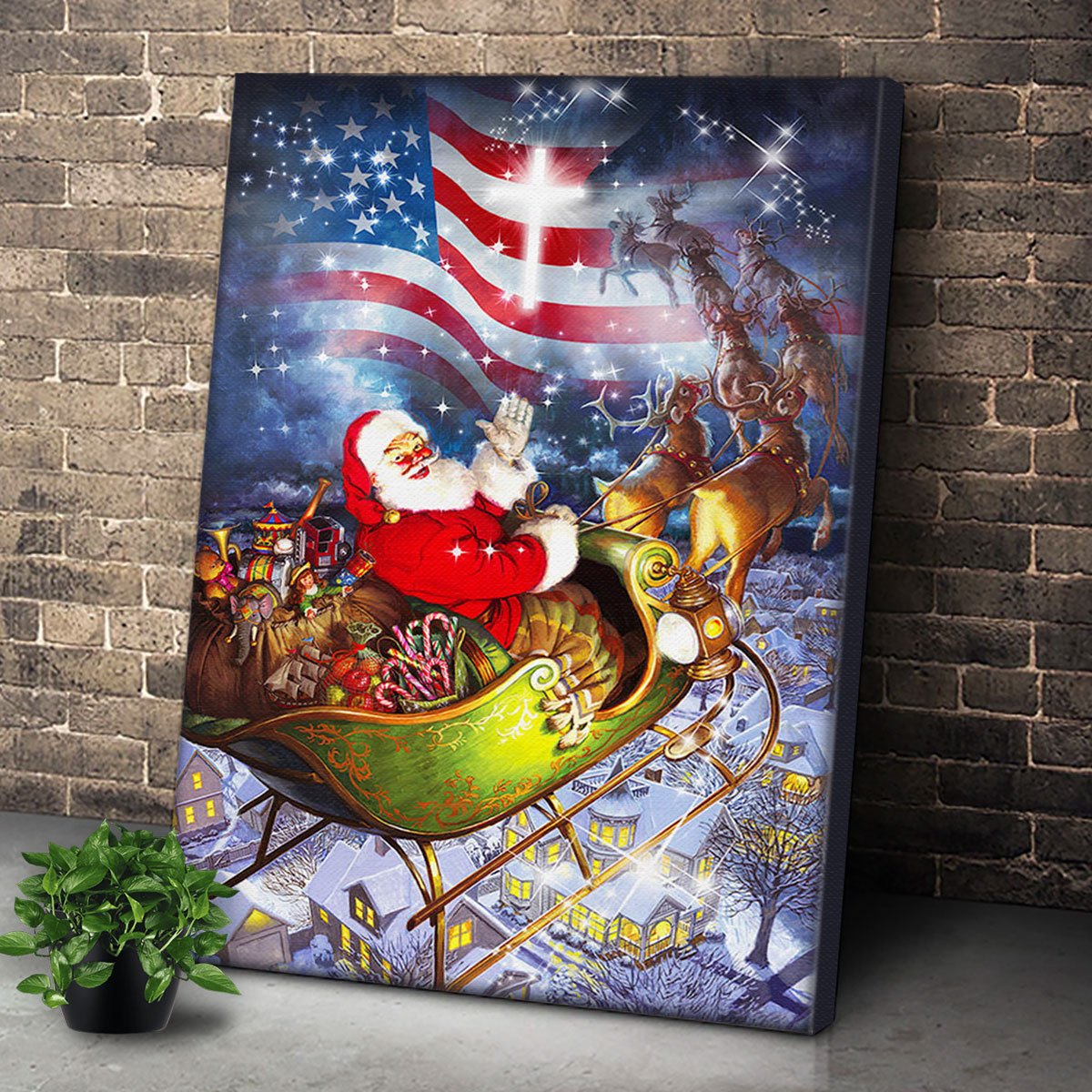 Personalized Merry Christmas Santa Claus American Wall Art For Christmas Gift – Canvas Prints Poster Wall Art