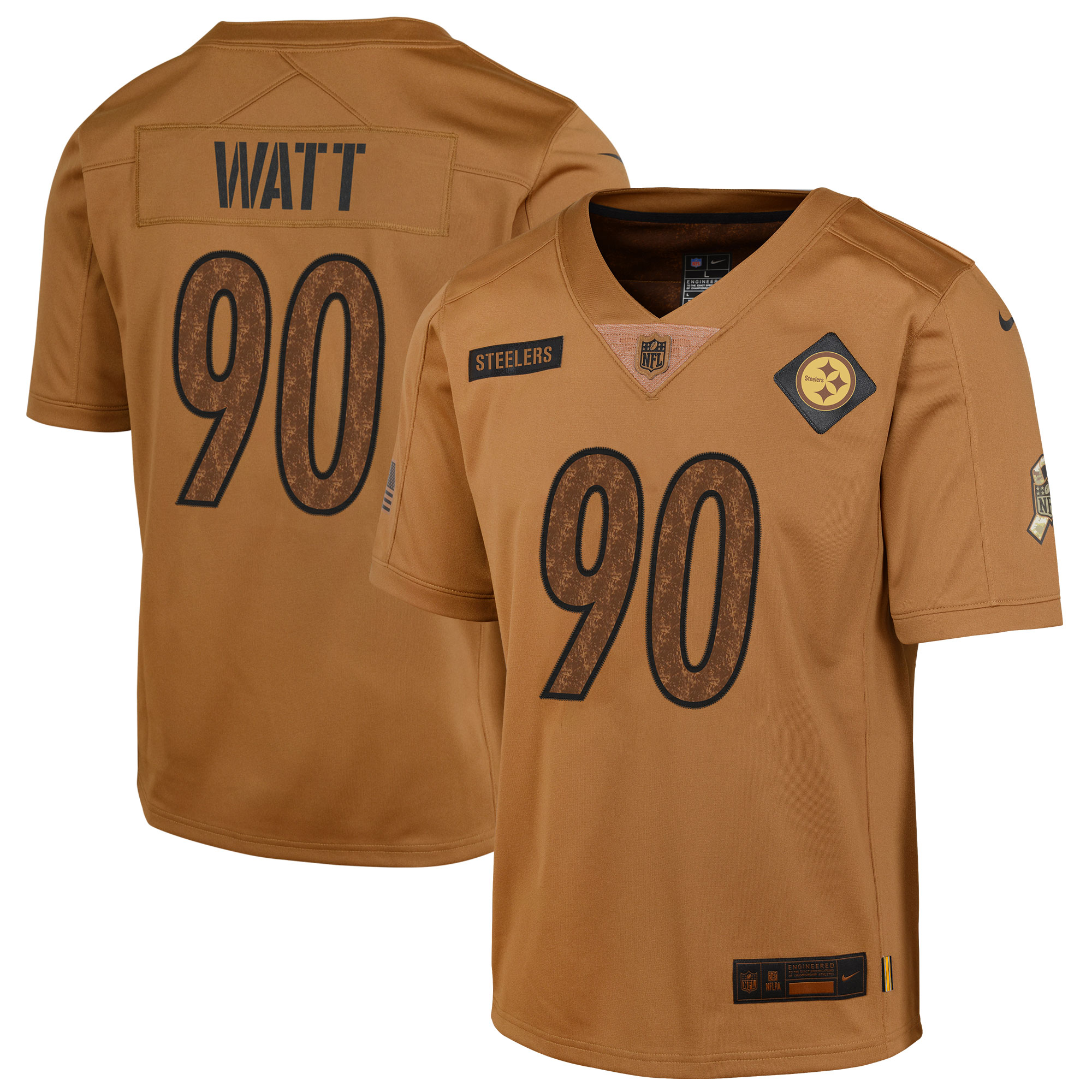 Youth Pittsburgh Steelers T.J. Watt Brown 2023 Salute To Service Limited Jersey