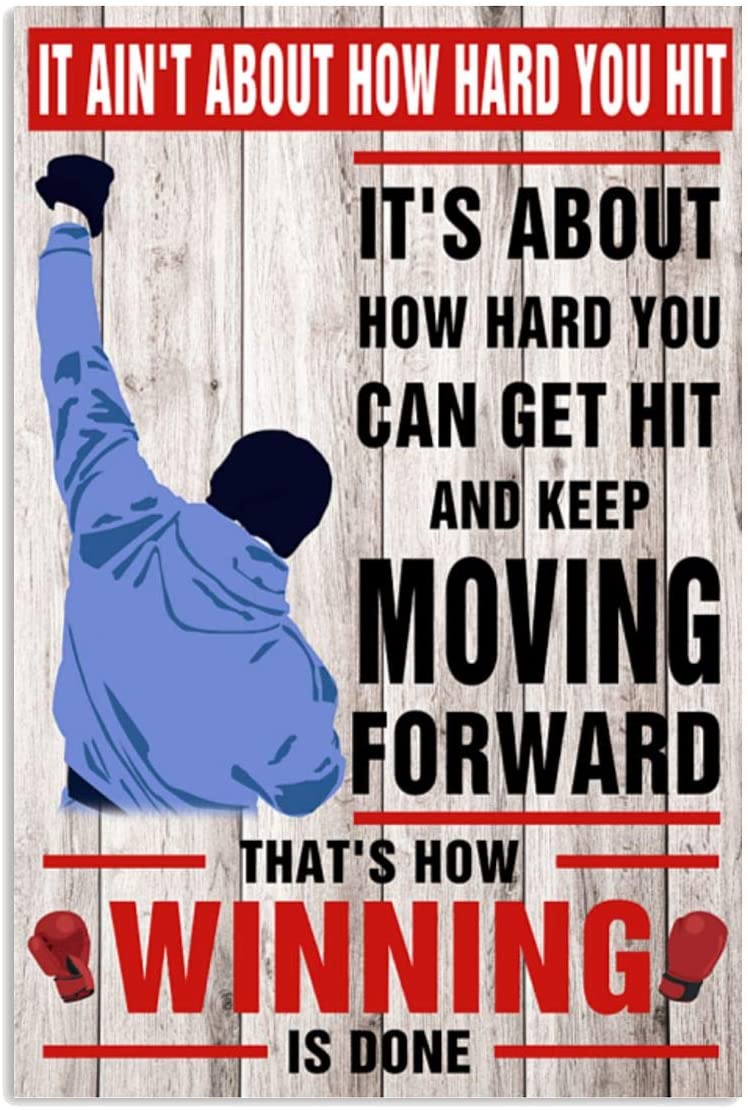 Vintage Man Boxing It Ain’T About How Hard You Hit That’S How Winning Is Done Poster Art Print      Home Decor Gift For Men Women Family Friend On Birthday Xmas