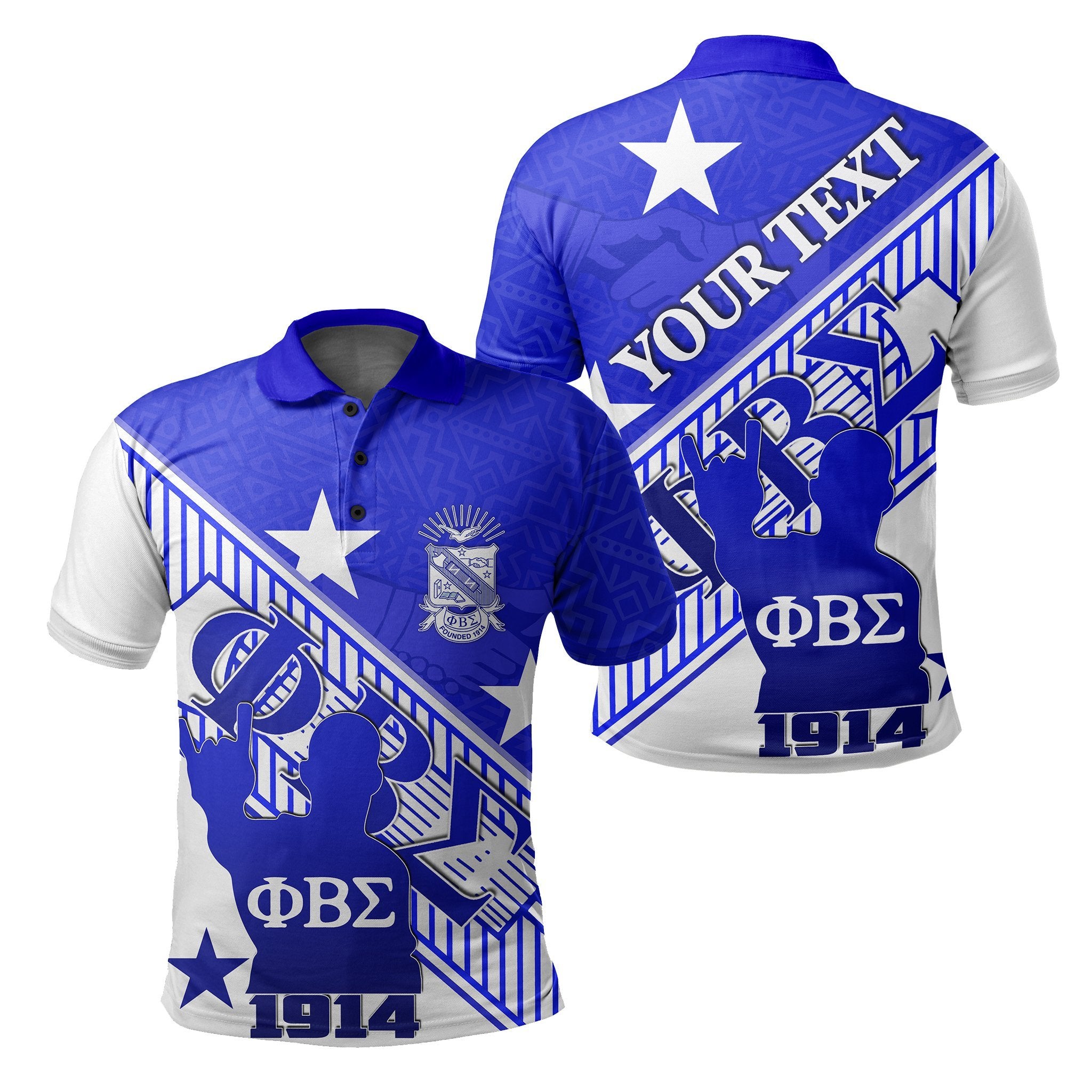 (Custom Personalised)Phi Beta Sigma Polo Shirt Crest Style Lt6