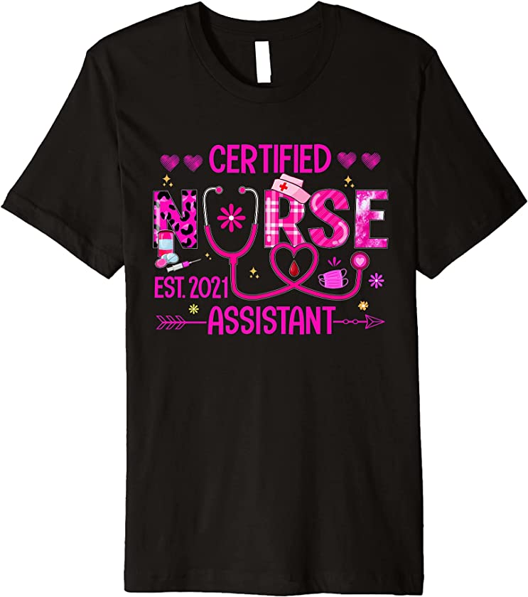 Certified Nurse Assistant Est 2021 Leopard CNA Nursing Aide Premium T-Shirt